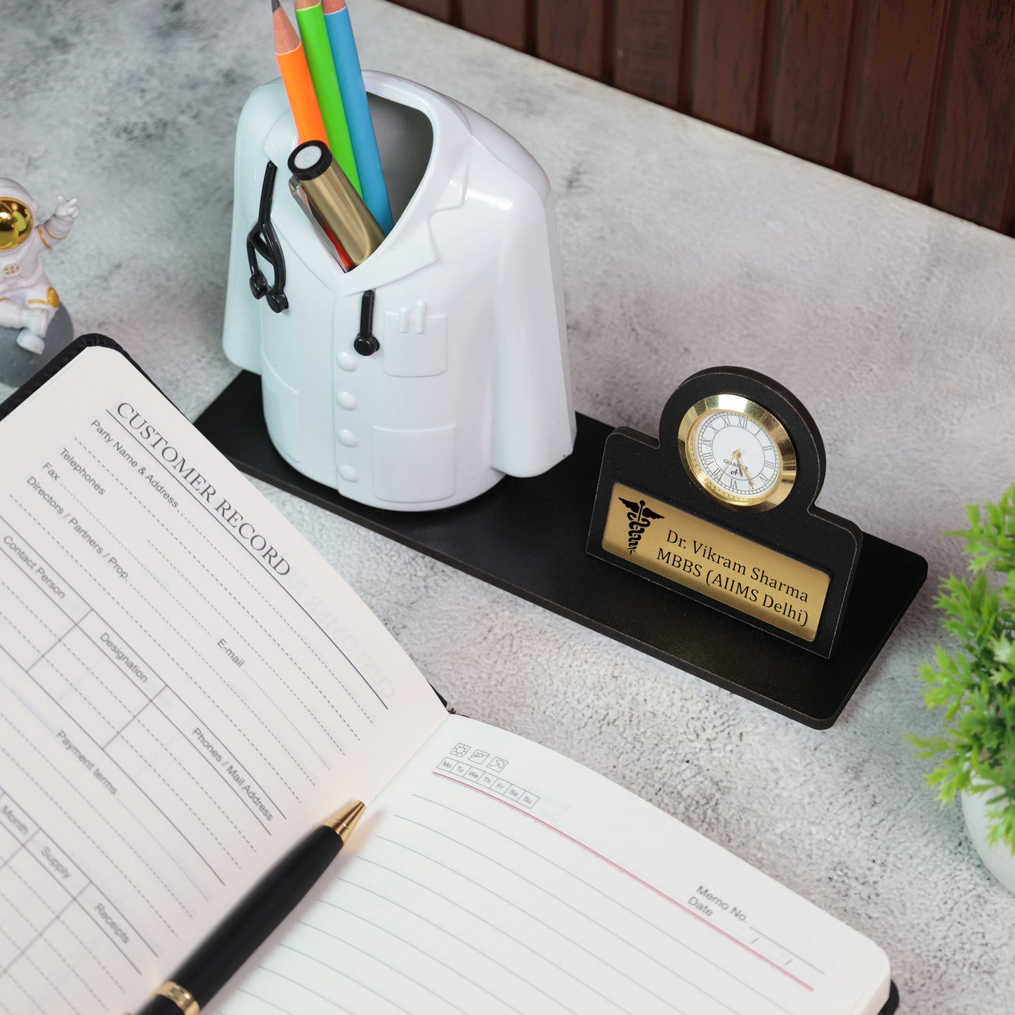 Custom Engraved Black Leather Diary – Personalized Name Notebook for Professionals & Gifts