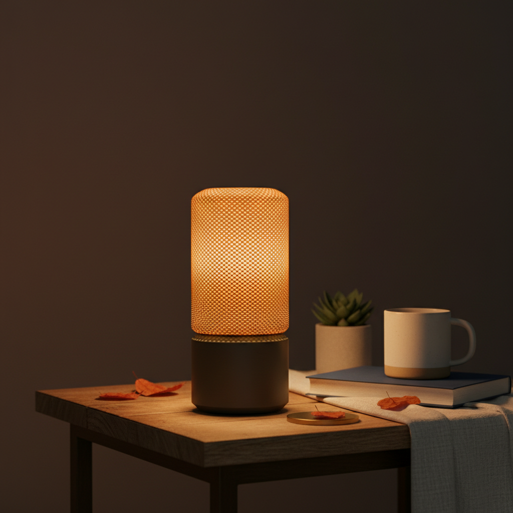 3D Printed Warm Glow Night Lamp with Textured Diffuser (Round)