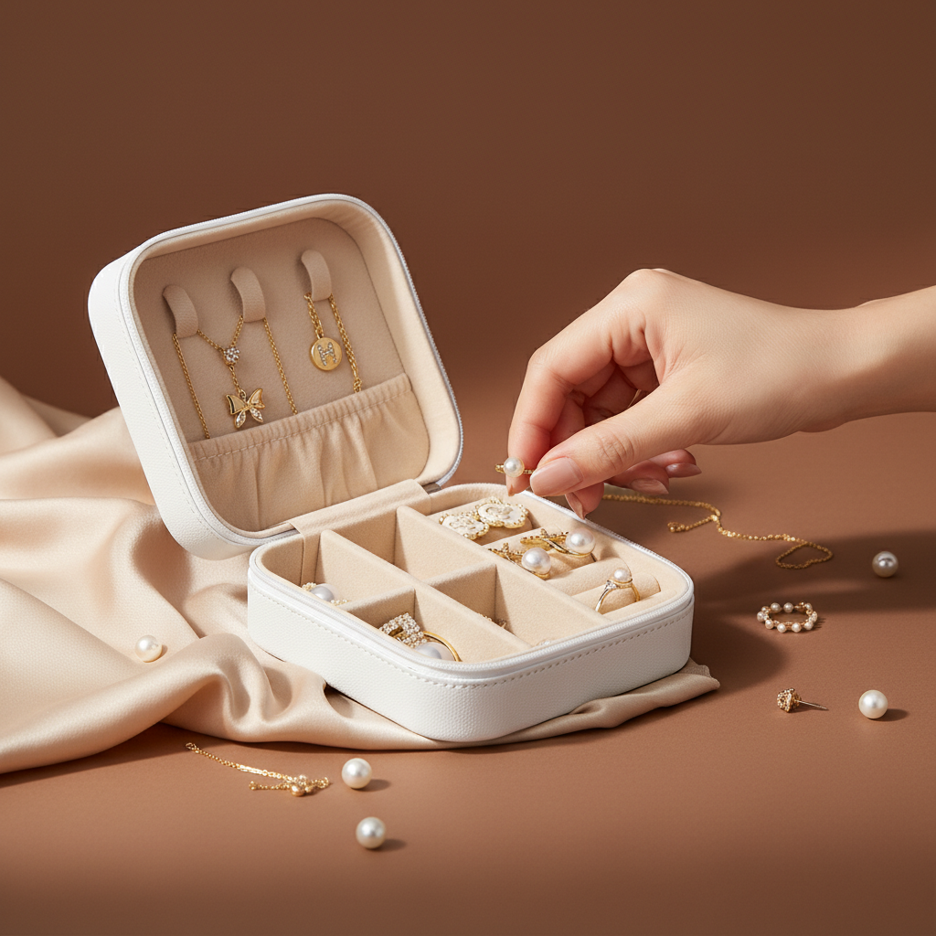 Pure Grace | White – Personalized Jewellery Box with Name (Medium)