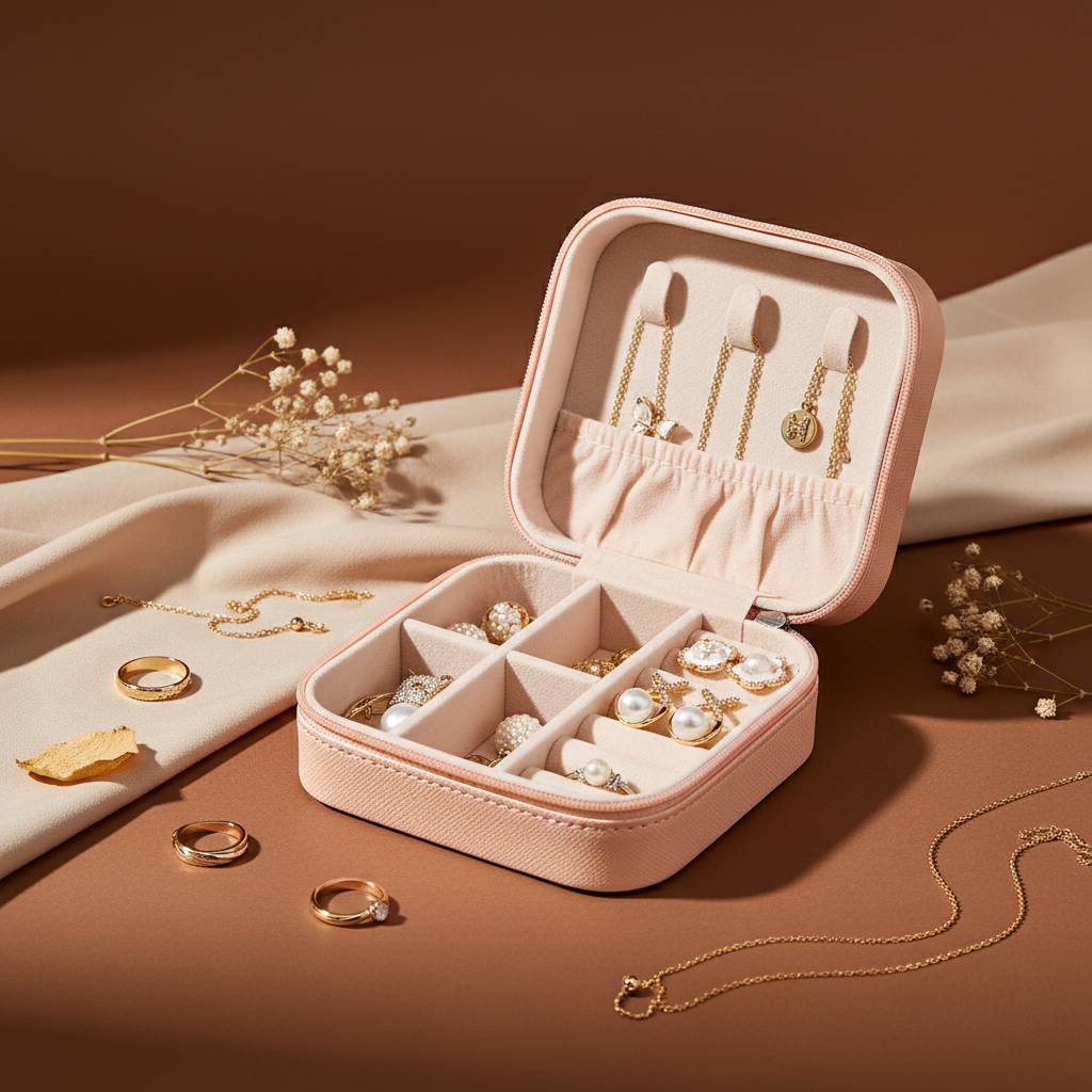 Bloom Garden | Peach – Personalized Jewellery Box with Name (Medium)