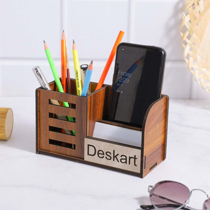 Personalized Wooden Pen Stand – Custom Name Desk Organizer for Office or Corporate Gifting