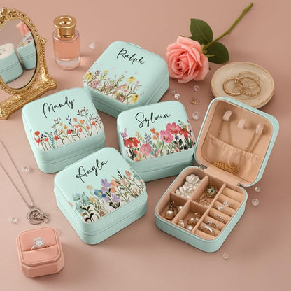 Personalized Jewellery Box with Name | Custom Floral Jewelry Organizer