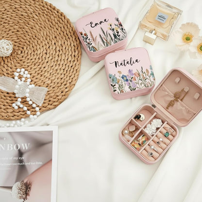 Personalized Jewellery Box with Name | Custom Floral Jewelry Organizer