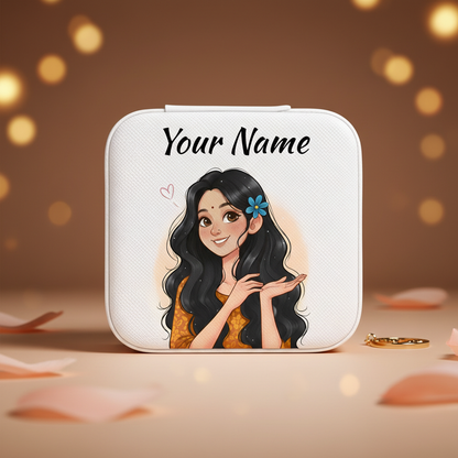 Pure Grace | White – Personalized Jewellery Box with Name (Medium)