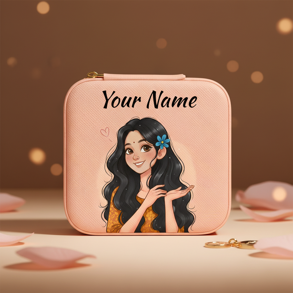Pure Grace | Peach – Personalized Jewellery Box with Name (Medium)