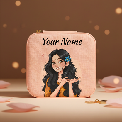 Pure Grace | Peach – Personalized Jewellery Box with Name (Medium)