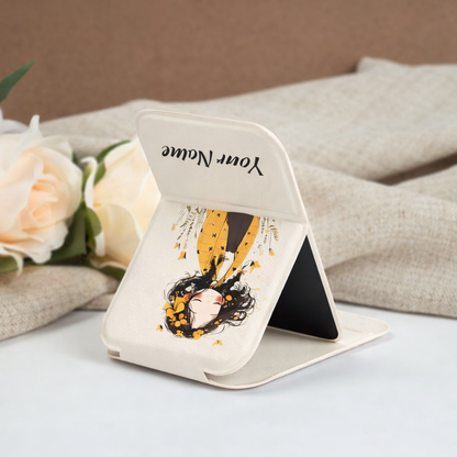 Golden Whisper Girl Compact Pocket Mirror with Name - White