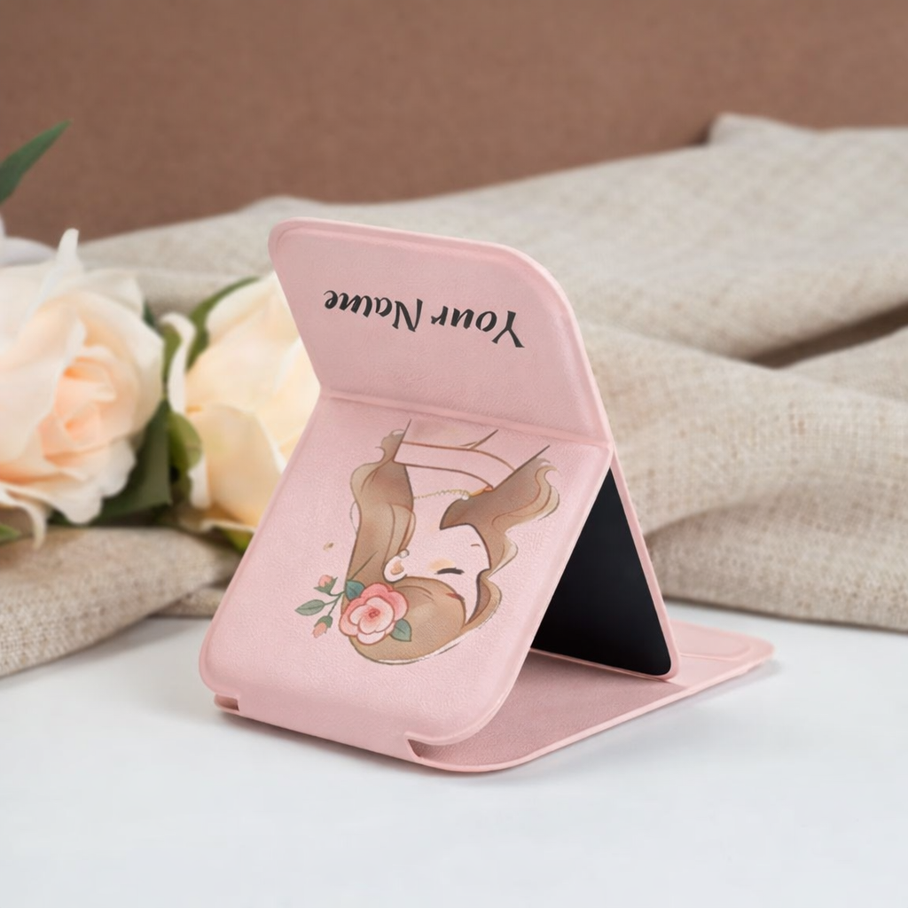 Rose Petal Grace Girl Personalized Compact Pocket Mirror - Pink