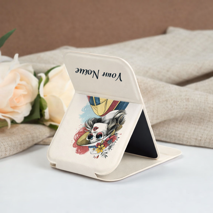 Boho Bloom Diva Personalized Compact Pocket Mirror - White