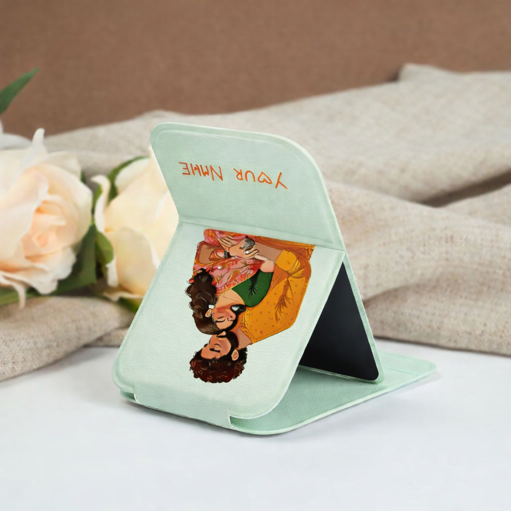 Saanjh Saathiya Couple Personalized Compact Pocket Mirror - Mint