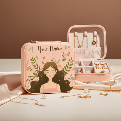 Peach Serenity – Personalized Jewellery Box with Name (Medium)