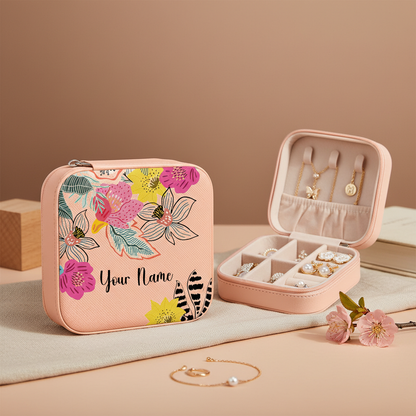Bloom Garden | Peach – Personalized Jewellery Box with Name (Medium)