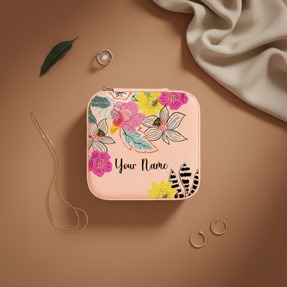 Bloom Garden | Peach – Personalized Jewellery Box with Name (Medium)