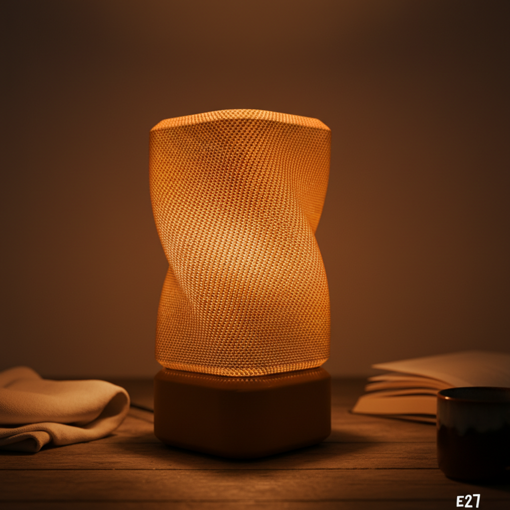 3D Printed Warm Glow Night Lamp with Textured Diffuser (Squre)