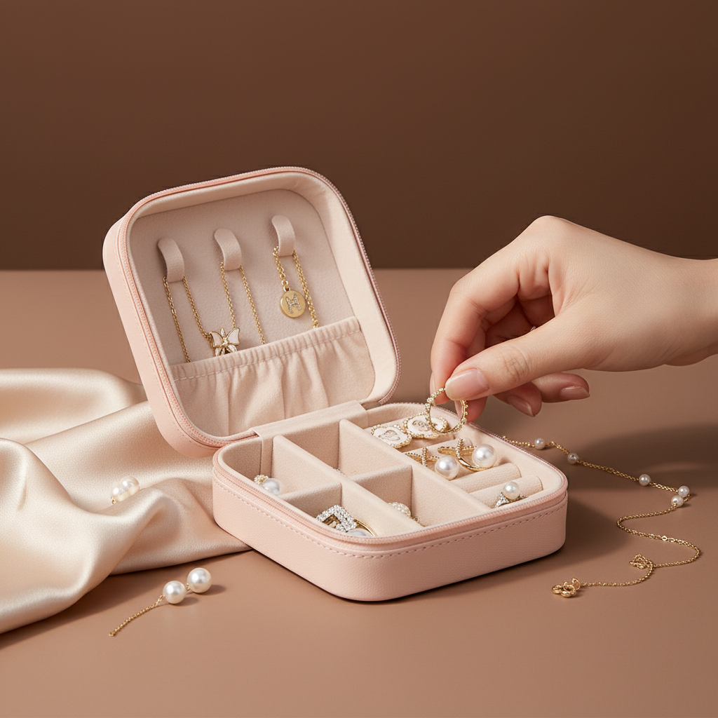 Smile Girl | Peach – Personalized Jewellery Box with Name (Medium)