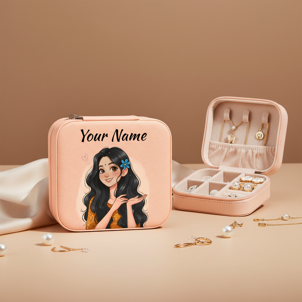 Pure Grace | Peach – Personalized Jewellery Box with Name (Medium)