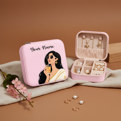 Boss Babe Personalized Jewellery Box for Women & Girls | Custom Name Pink Travel Jewelry Organizer for Rings, Earrings & Necklace | Stylish Gift for Her
